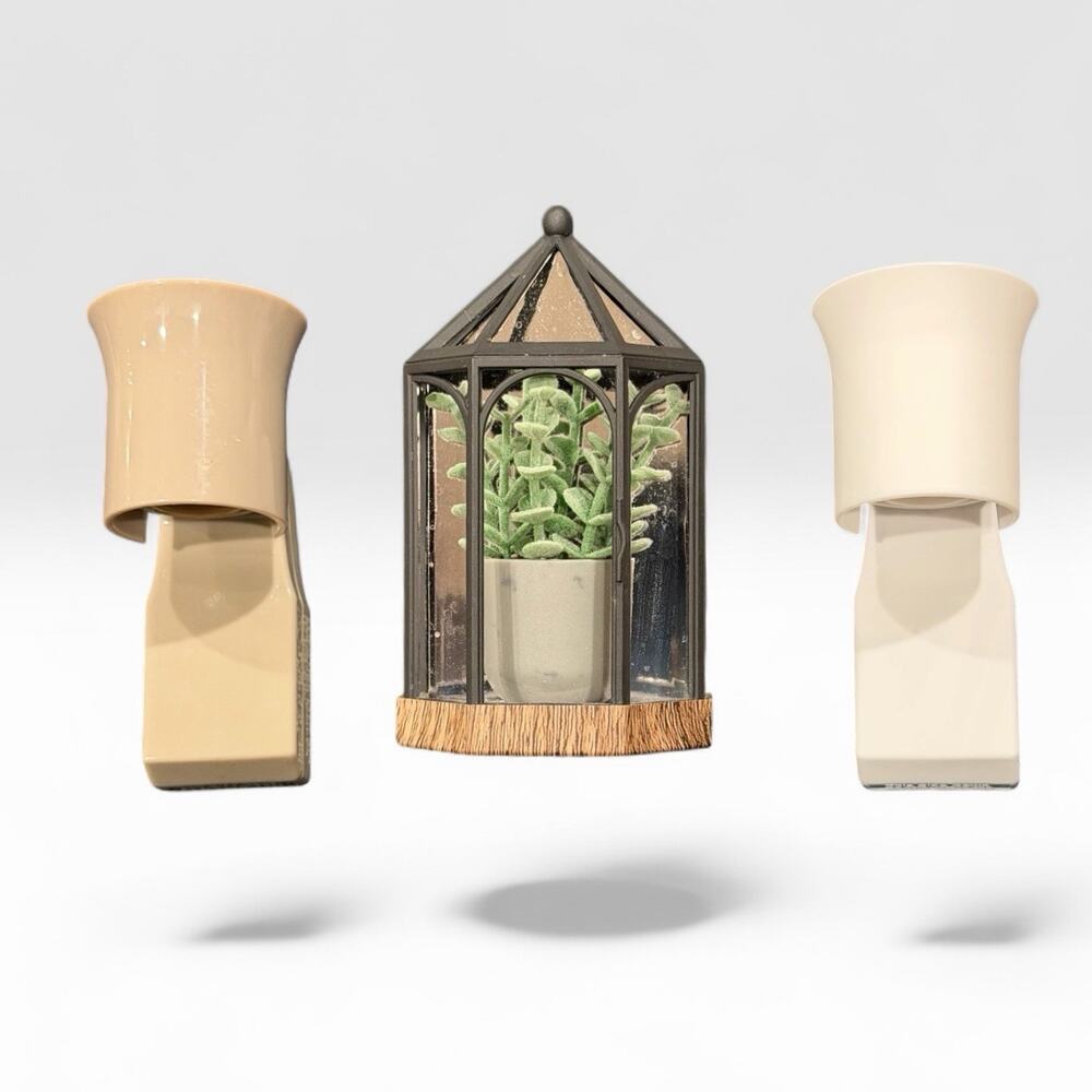 3 Wallflowers Bath Body Works Succulent Plant 1 White 1 Tan Wall Plug Diffusers